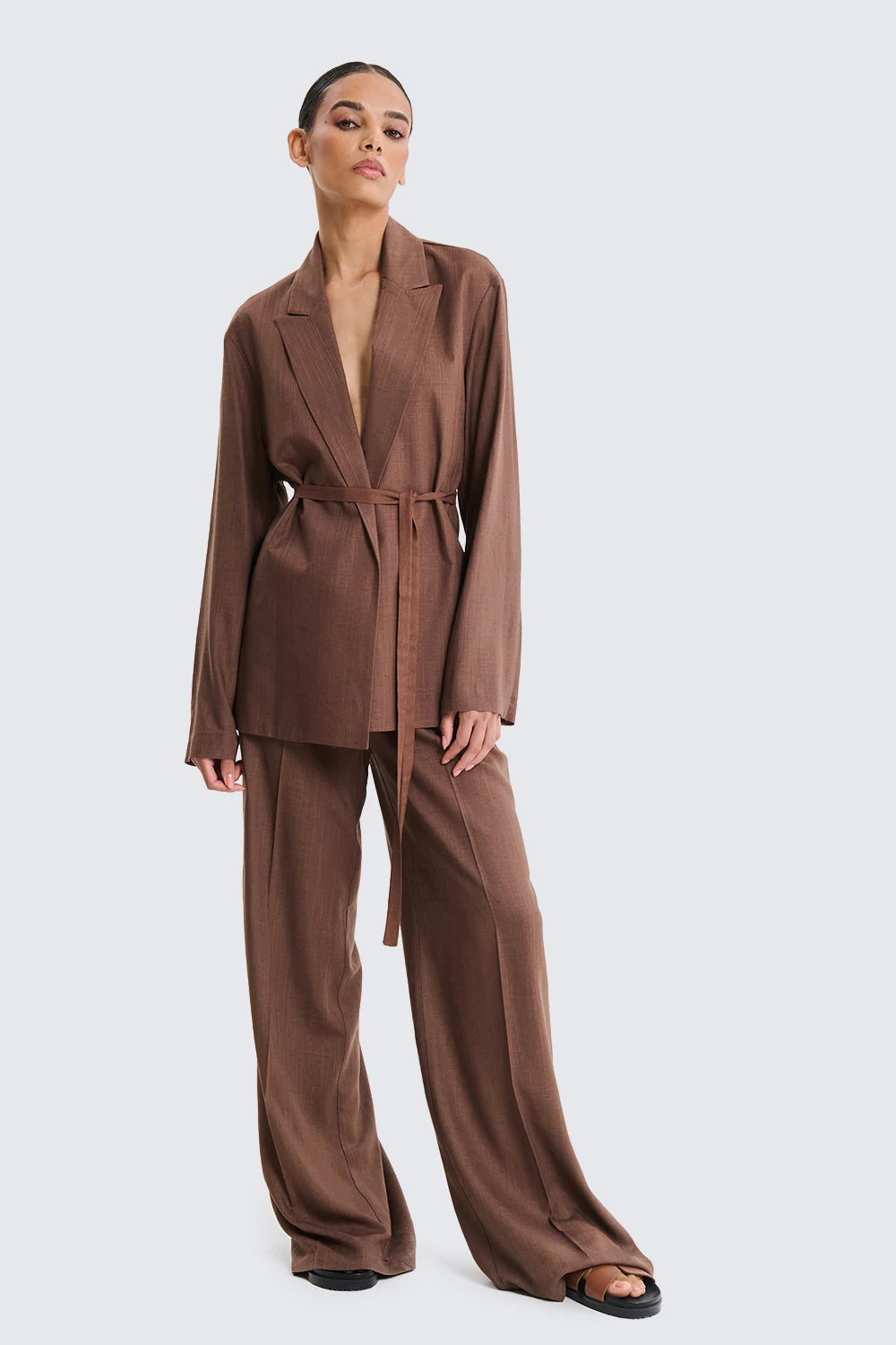 Blazer con Cintura Cacao
