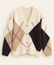 Carica l'immagine nel visualizzatore di Gallery, CARDIGAN IN MAGLIA rombi
